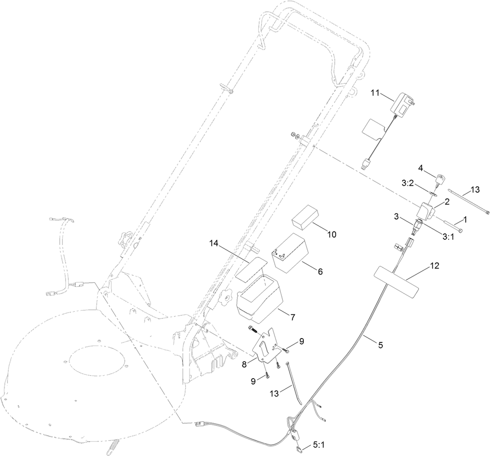 Electrical Assembly Diagram and Parts List for 17734 405700000 - 999999999 Lawn Boy Lawn Mower